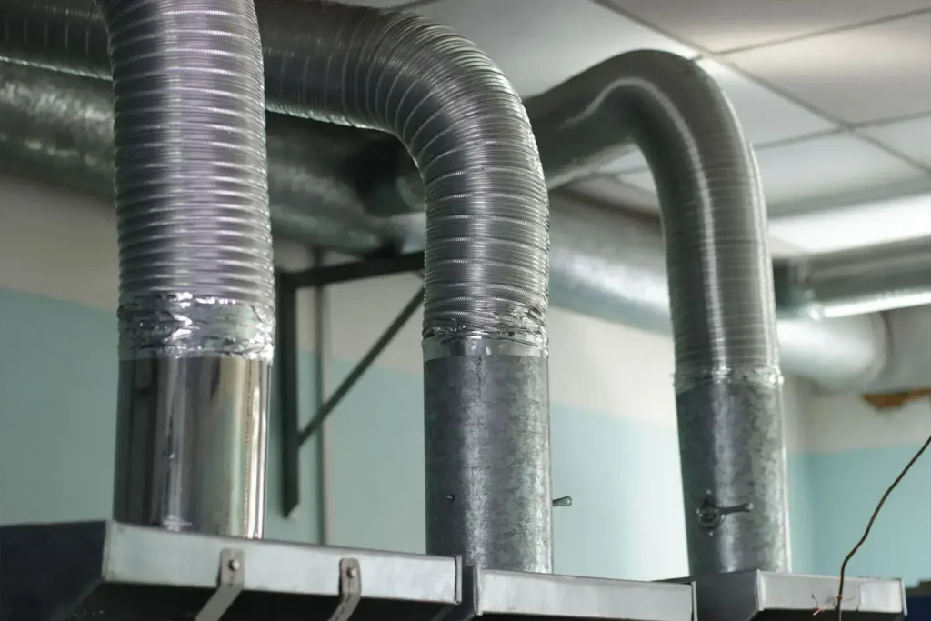 Metal ducts in a building