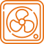 Stylized fan icon with blades