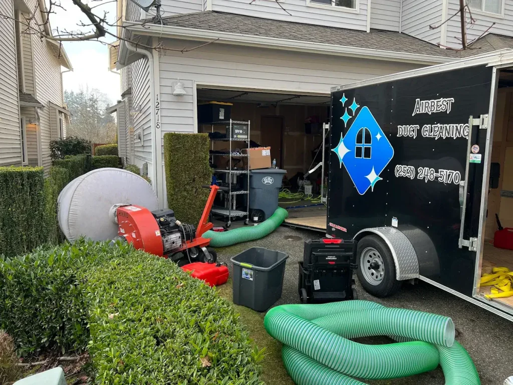 Cleaning equipment outside a house