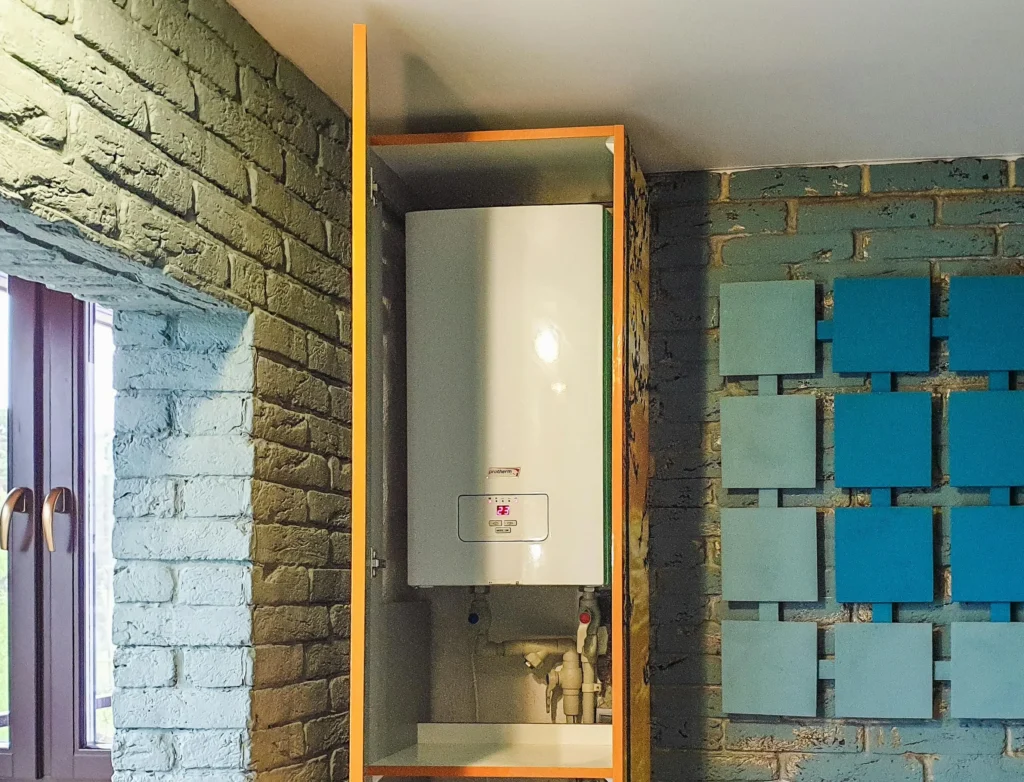 Modern tankless water heater installation