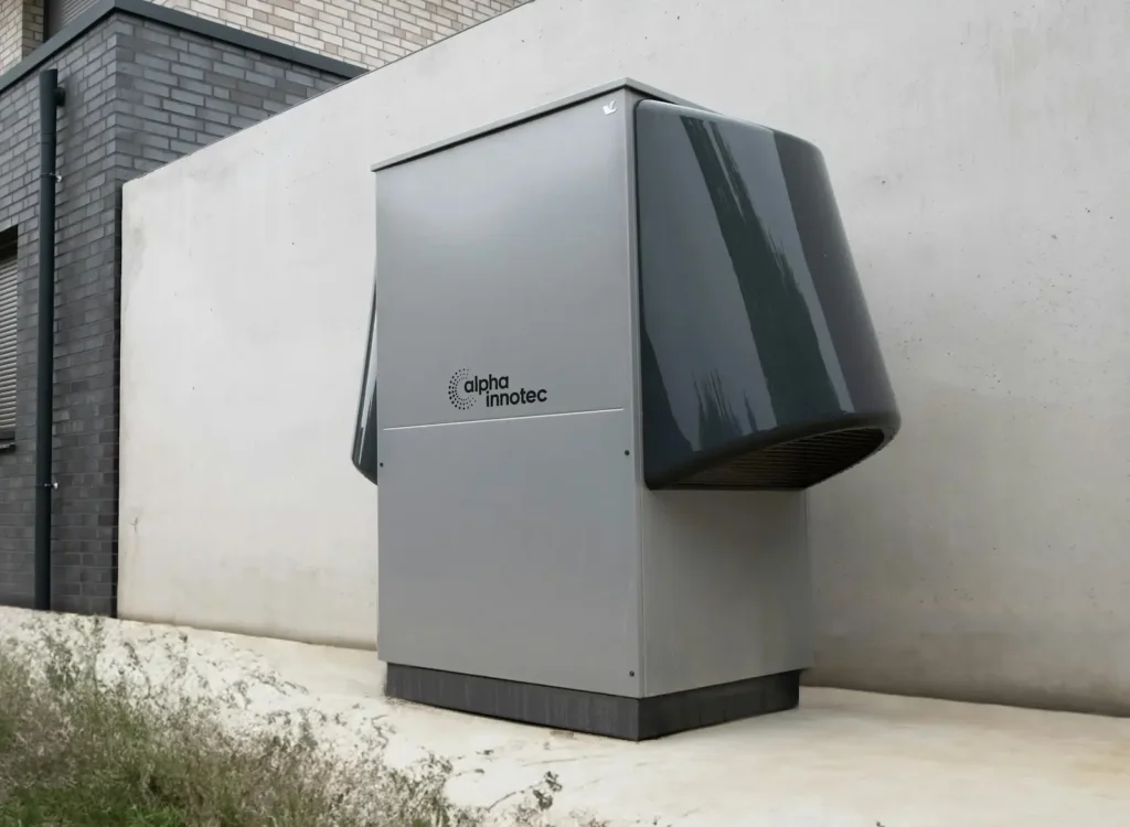 Modern heat pump installation outdoors